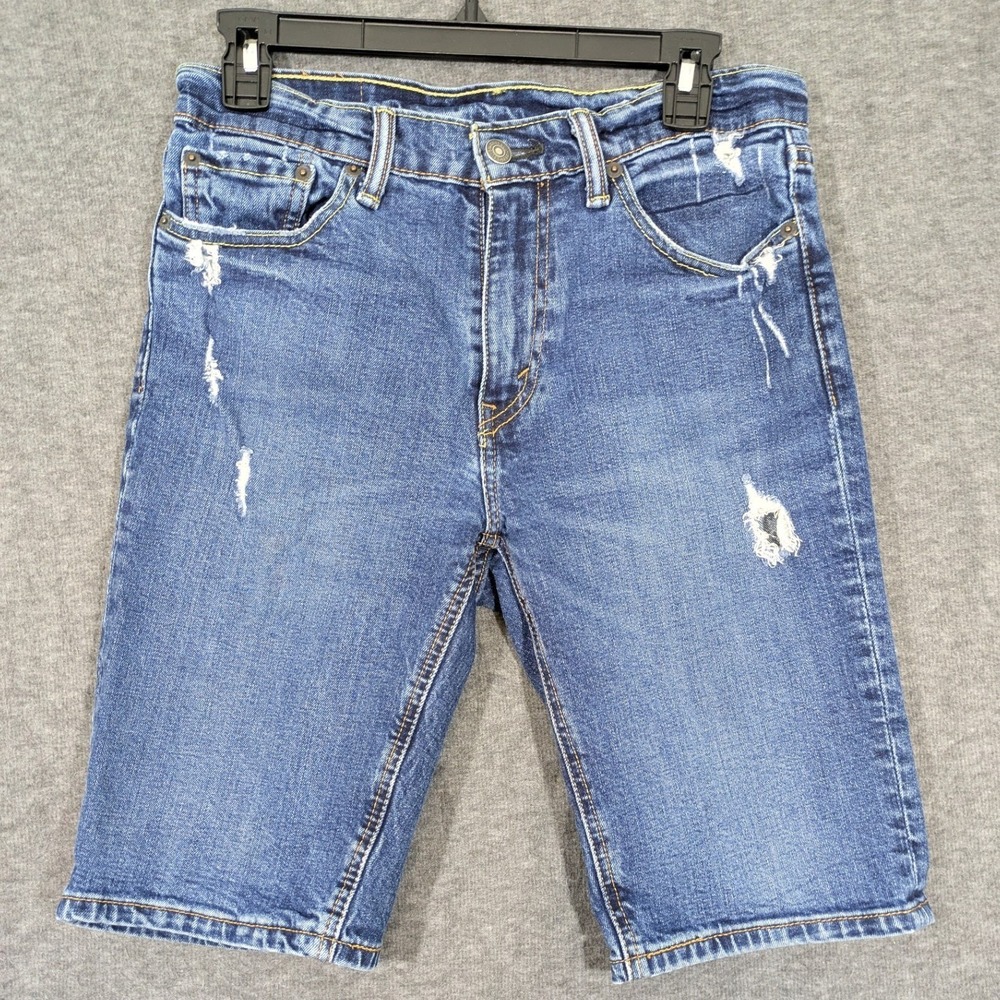 Levis 541 Athletic Taper Mens Blue‎ Distressed Denim Shorts Size 29 Medium Wash